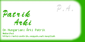 patrik arki business card